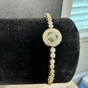 Gold and Crystal Heart Adjustable Bracelet